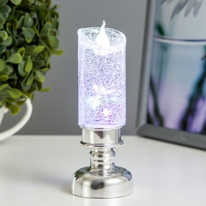 Ночник Ночник "Ледянна свеча" LED 1Вт от батареек 3хLR44 хром 4,5х4,5х12 см RISALUX