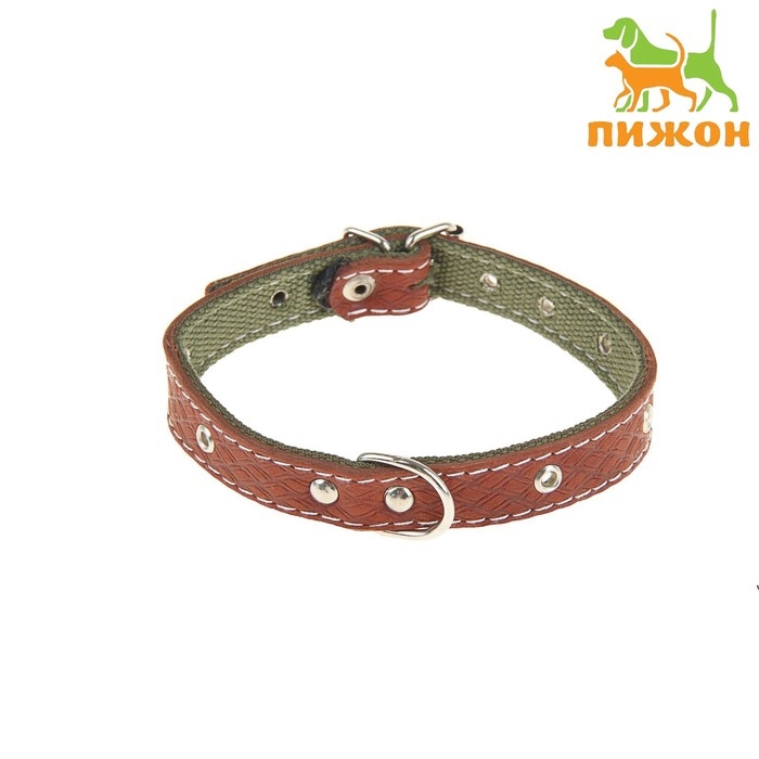 Ошейник комбинированный кожа/брезент, 46 х 2 см, безразмерный микс цветов Ошейник комбинированный кожа/брезент, 46 х 2 см, безразмерный микс цветов