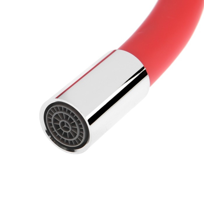 Излив для смесителя ZEIN, 3/4 Излив для смесителя ZEIN, 3/4", гибкий, силикон, нерж. сталь, 50 см, сетка пластик, красный