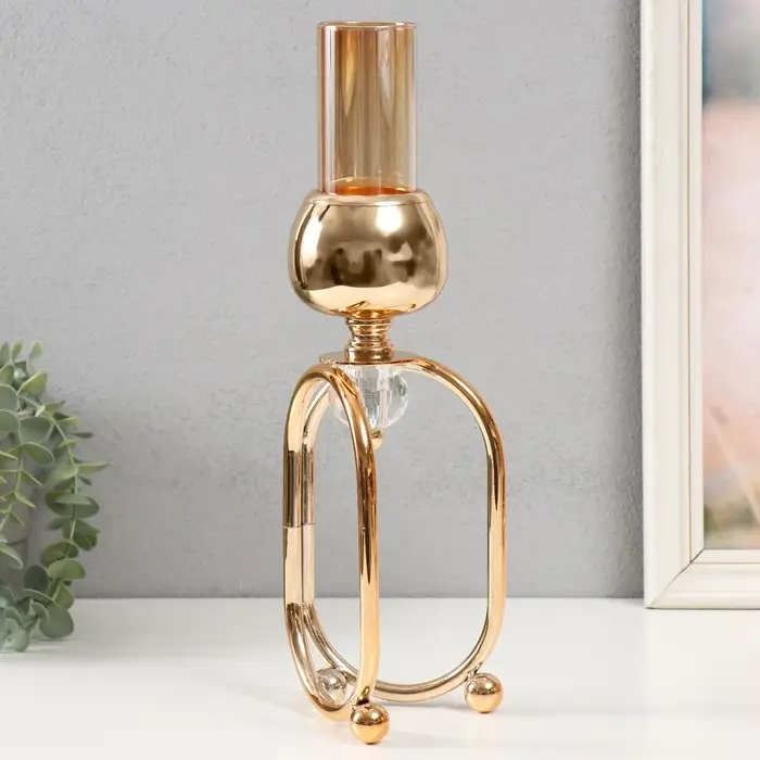 Подсвечник на 1 свечу &laquo;Сервилия&raquo;, под золото, d=4.5 см, 11&times;11&times;34.7 см