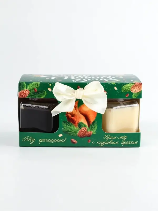 Мед натуральный 120гр Гречишный + крем мед 120гр, Набор Мед натуральный 120гр Гречишный + крем мед 120гр, Набор "Благополучия"