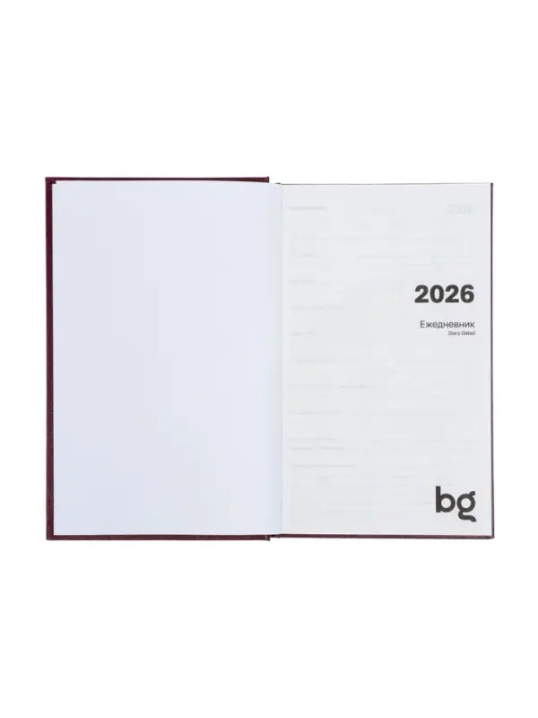 Ежедневник датир 2026г А5 168л б/вин, Бордо Ежедневник датир 2026г А5 168л б/вин, Бордо