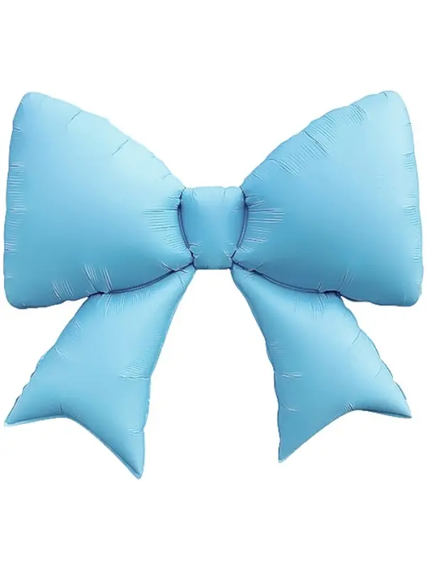 Воздушный шар фольгированный 39" "Бант" цвет голубой сатин