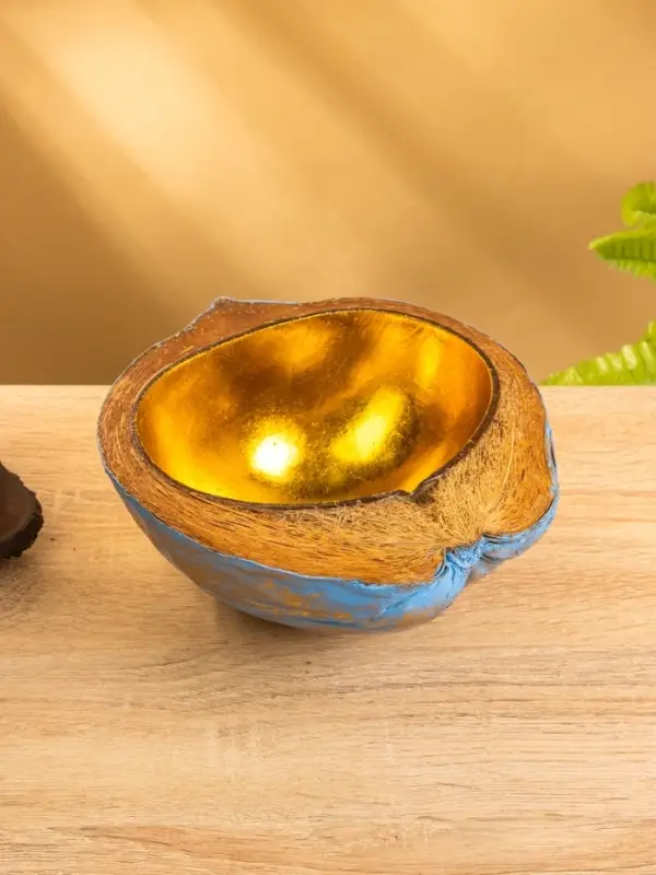 Чаша из кокоса, 22×19×10 см, сине-золотая Чаша из кокоса, 22×19×10 см, сине-золотая