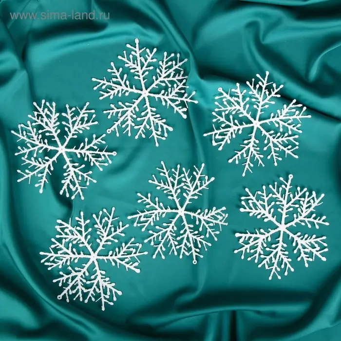 Ёлочные игрушки набор 6 шт. &laquo;Зимнее волшебство. Снежинка тоненькая&raquo; пластик, d=14 см, белый