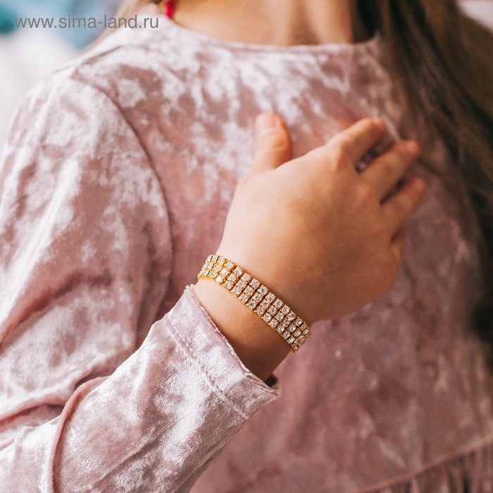 Браслет детский «Выбражулька» лёд, 3 ряда, цвет белый в золоте Браслет детский «Выбражулька» лёд, 3 ряда, цвет белый в золоте