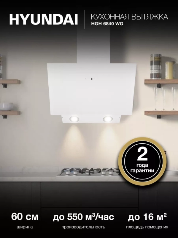 Вытяжка каминная HGH 6840 WG белый