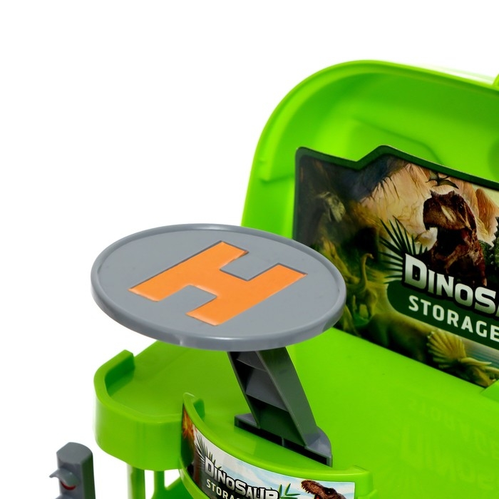 Парковка &laquo;Динозавр&raquo;, в рюкзаке, с вертолётной площадкой, 1 динозавр, 1 машина