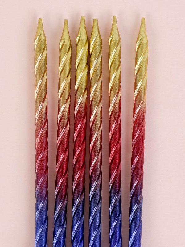 Свечи для торта Свечи для торта "Высокая спираль", 6 шт, градиент желтый, красный, синий