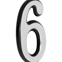 Цифра дверная 6 ТУНДРА, пластиковая, цвет хром, клеевая основа, 1 шт.