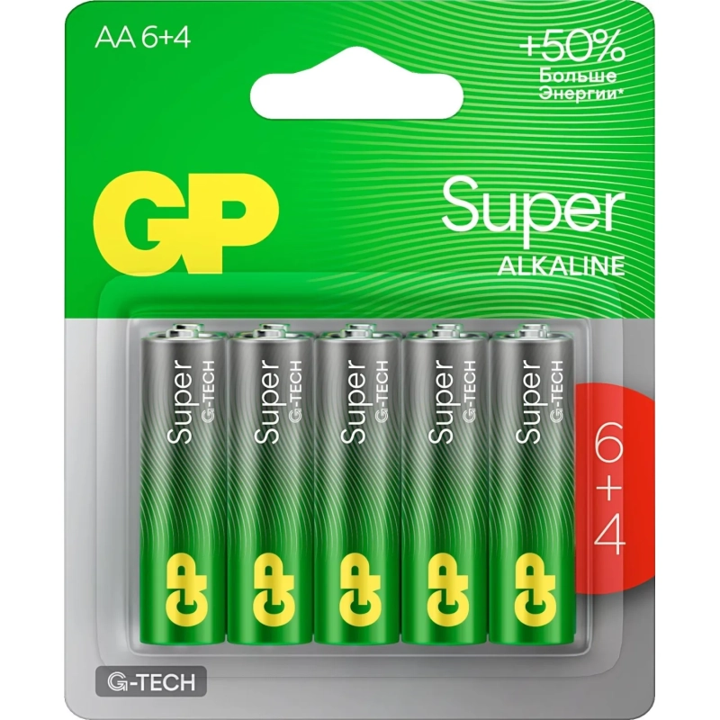 Батарейка GP Super AA/LR6 15A6/4-2CR10/GP15AA216/4-2CRSBC10 &nbsp;10шт/уп (6+4)