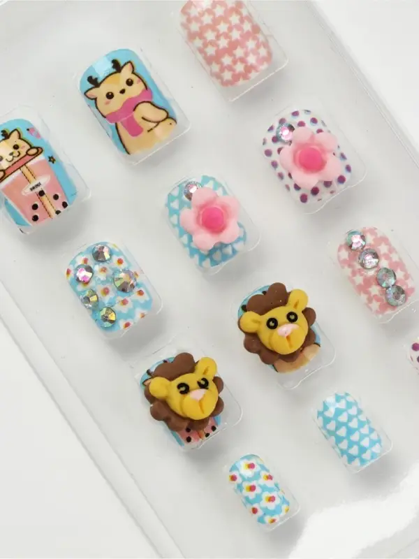 Детские накладные ногти &laquo;Северный мишка&raquo;, 12 шт.