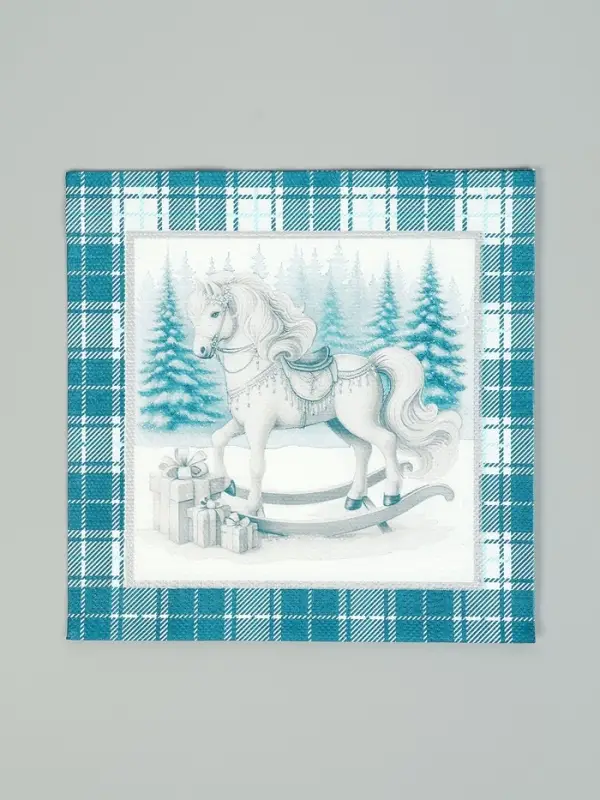 Салфетки бумажные трёхслойные «Скатерть с лошадью на зеленом», 33х33, 20 шт Салфетки бумажные трёхслойные «Скатерть с лошадью на зеленом», 33х33, 20 шт