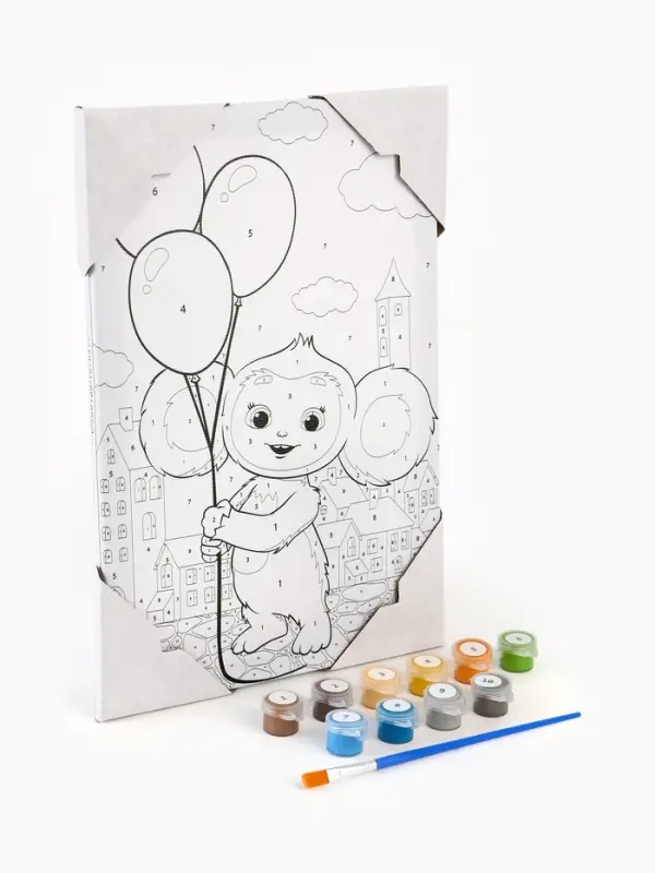 Картина по номерам с подрамником &laquo;Чебурашка с шарами&raquo;, 20&times;30 см