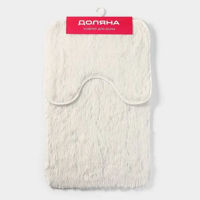 Коврики для ванной и туалета Доляна &laquo;Пушистик&raquo;, 2 шт.: 40&times;50 см, 50&times;80 см, цвет белый