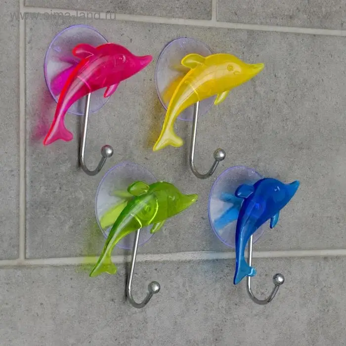 Крючок на вакуумной присоске «Дельфин», цвет МИКС