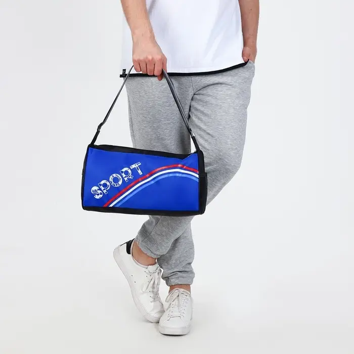 Сумка спортивная Sport, на молнии, боковой сетчатый карман, регулируемый ремень, маленькая, синяя