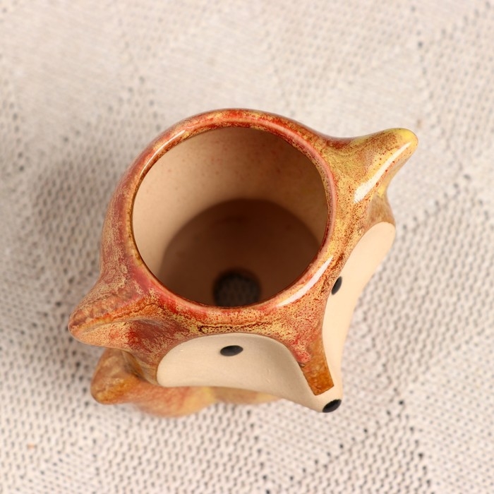 Горшок Горшок "Лисенок Фред" рыжий, 8х9х9см