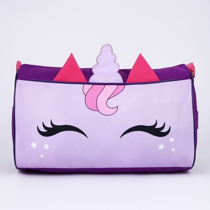 Сумка детская спортивная для девочки «Единорог», 40×21×24 см, сиреневая