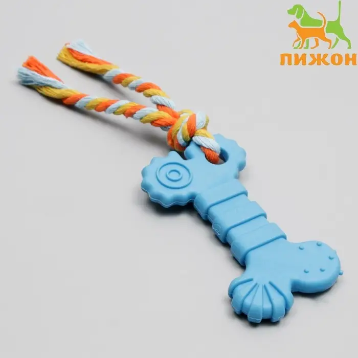 Игрушка жевательная с канатом &laquo;Кость с хвостом&raquo;, синяя