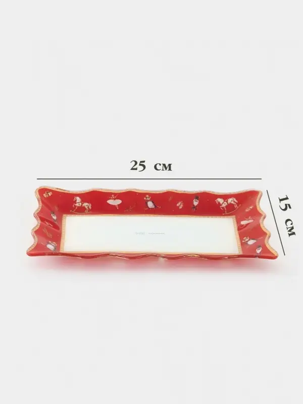 Блюдо сервировочное новогоднее Доляна «Сказочные истории», 25×16 см, стекло, белое, красное