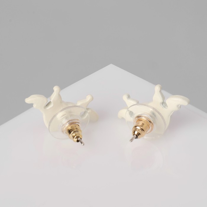 Серьги с эмалью «Монстрики» с крылышками, цвет бело-розовый Серьги с эмалью «Монстрики» с крылышками, цвет бело-розовый