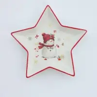 Блюдо сервировочное новогоднее Доляна &laquo;Снежное чудо&raquo;, 24.5&times;23.5&times;3.5 см, доломит, белая, красная