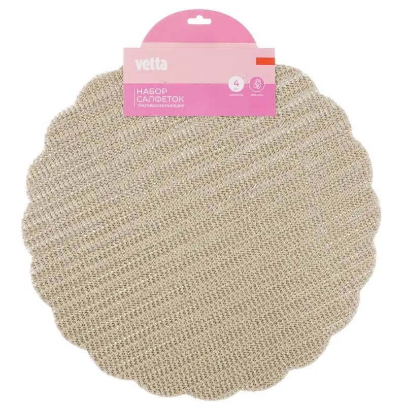 Набор противоскользящих салфеток тм VETTA, 4шт, ПВХ, d32см, 4 цвета