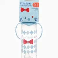 Бутылочка для кормления малыша M&B &laquo;Маленький джентльмен&raquo;, классическое горло, с ручками, от 3 мес., 250 мл., голубой