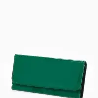 Кошелёк женский на магните, 19.5&times;2.5&times;9 см, лаковый, зелёный