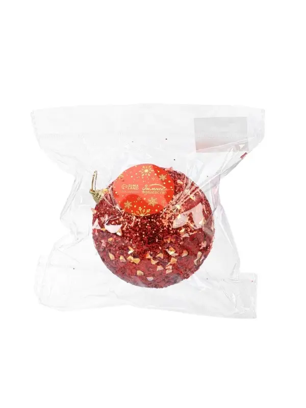 Ёлочный шар новогодний d=10 см «Карнавал» блистание, красный Ёлочный шар новогодний d=10 см «Карнавал» блистание, красный