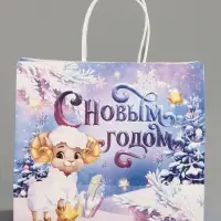 Пакет крафтовый подарочный &laquo;С Новым годом&raquo;, 25&times;22&times;12 см