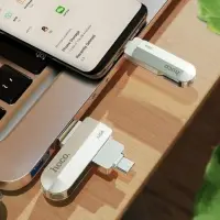 Флешка OTG Hoco UD10 Wise, 64 ГБ, USB 3.0, USB/Type-C, чтение до 120 Мб/с, запись до 30 Мб/с, металл