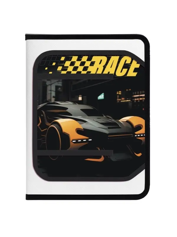 Папка д/труда А4 молния вокруг/откидная планка пластик "Авто на старте"