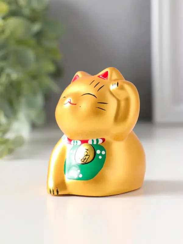 Сувенир керамика "Котик Манэки-нэко золотой" 5,3х7,3х6 см
