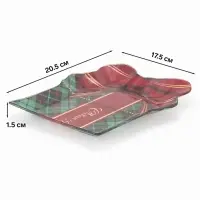 Блюдо сервировочное Доляна &laquo;Новогодний подарок&raquo;, 20.5&times;17.5&times;1.5 см, в форме подарка, стекло, зелёное, красное