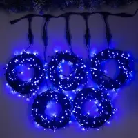 Гирлянда &laquo;Клип-лайт&raquo; 5 нитей по 20 м, IP44, УМС, тёмная нить, 665 LED, свечение синее, 24 В