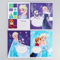 Тетрадь в линейку 12 листов, 5 видов МИКС, обложка мелованный картон, &laquo;Холодное сердце&raquo;