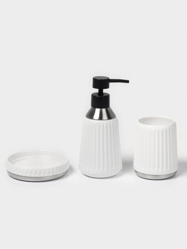 Набор для ванной Набор для ванной "Хром" 3 предмета (дозатор для мыла, стакан, мыльница)