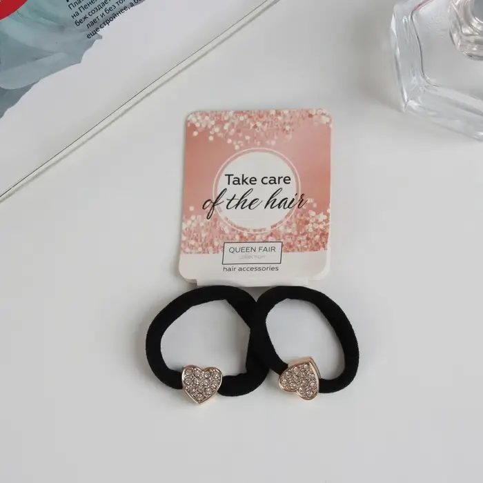 Резинка для волос Резинка для волос "Блестящая сказка" (набор 2 шт) сердце, 4,5 см