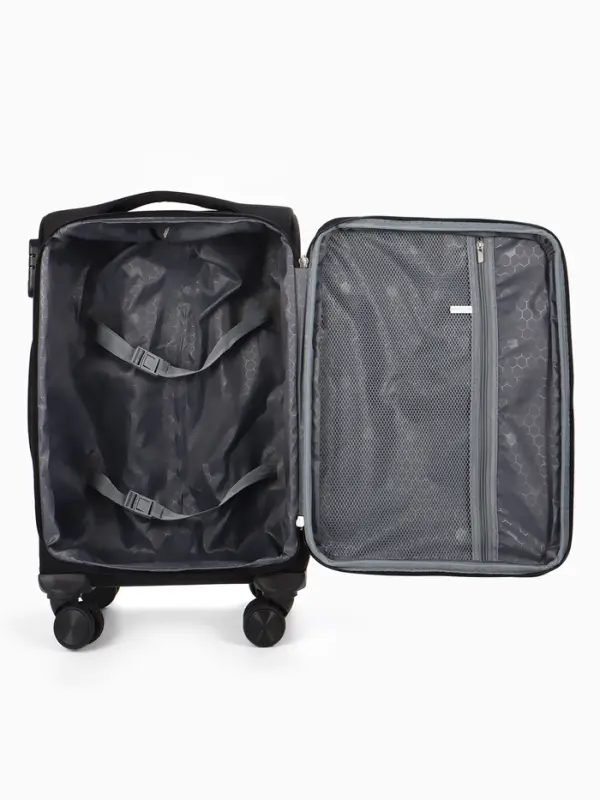 Чемодан на колёсах TEXTURA, кодовый замок, текстильный, с увеличением, 36&times;25&times;58 см, 20", чёрный