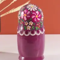 Матрёшка дерево &laquo;Любовь&raquo;, сиреневый платок, 5-кукольная, 19 см