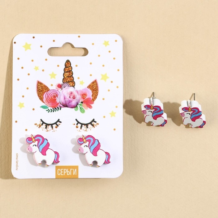 Серьги «Единорог» гвоздики, 6х9 см Серьги «Единорог» гвоздики, 6х9 см