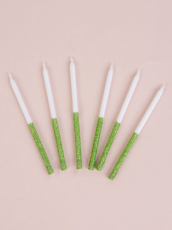 Свечи для торта Свечи для торта "Блестящее сияние", 6 шт, белые с зелёным