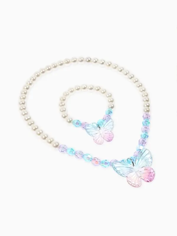 Набор детский &laquo;Выбражулька&raquo; 4 предмета: бусы, браслет d=6 см, клипсы, кольцо, бабочка