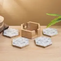 Подставка под горячее &laquo;Синие птицы&raquo;, набор 4 шт., 15&times;13&times;5 см, дерево манго