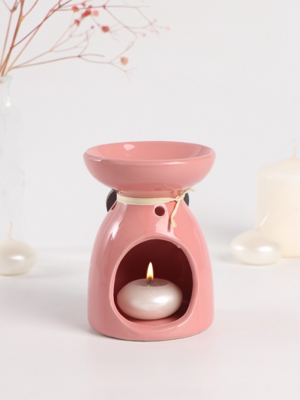 Аромалампа керамика Аромалампа керамика "Резное сердце" розовая 8х8х11,2 см