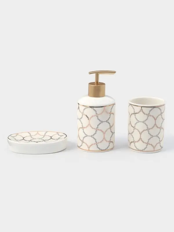 Набор аксессуаров для ванной комнаты Доляна &laquo;Сицилия&raquo;, 3 предмета, дозатор 350 мл, мыльница, стакан