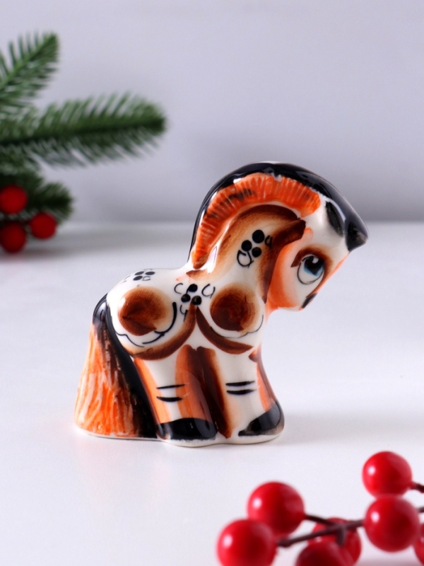 Сувенир Конь Буцефал, 9х10х3,5 см, гжель, цвет Сувенир Конь Буцефал, 9х10х3,5 см, гжель, цвет