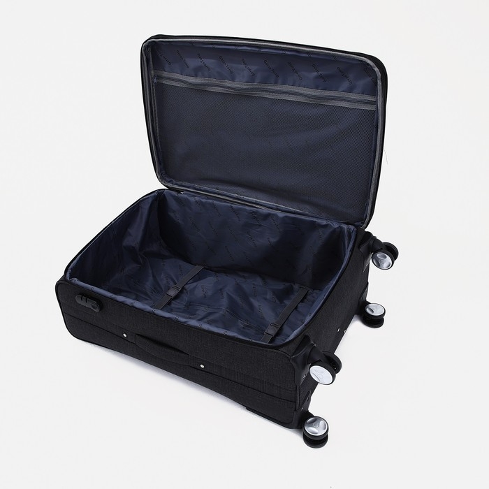 Чемодан малый 20", наружный карман, кодовый замок, цвет чёрный